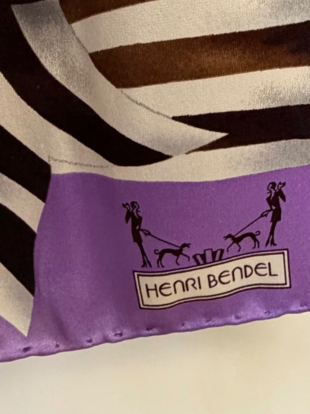 Henri Bendel silk bow scarf zebra print 38 x 72"